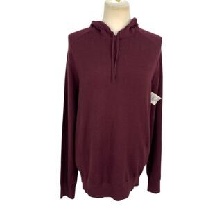 Good Man Lightweight Wool Blend Sweater Hoodie Maroon Size Medium NWOT